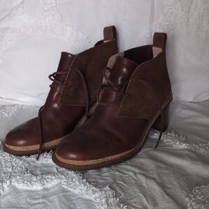 Clarks Cognac Brown Leather Ankle Boots